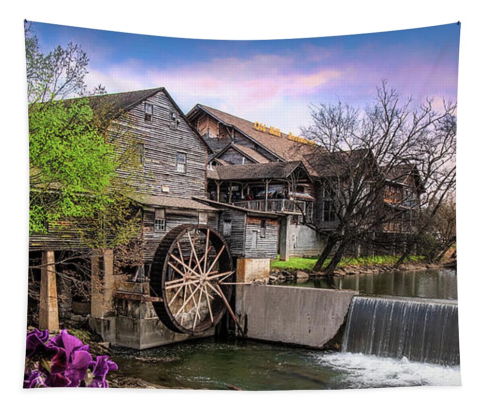 Mill Tapestry featuring the photograph Old Mill at Pigeon Forge at Sunset by Shelia Hunt