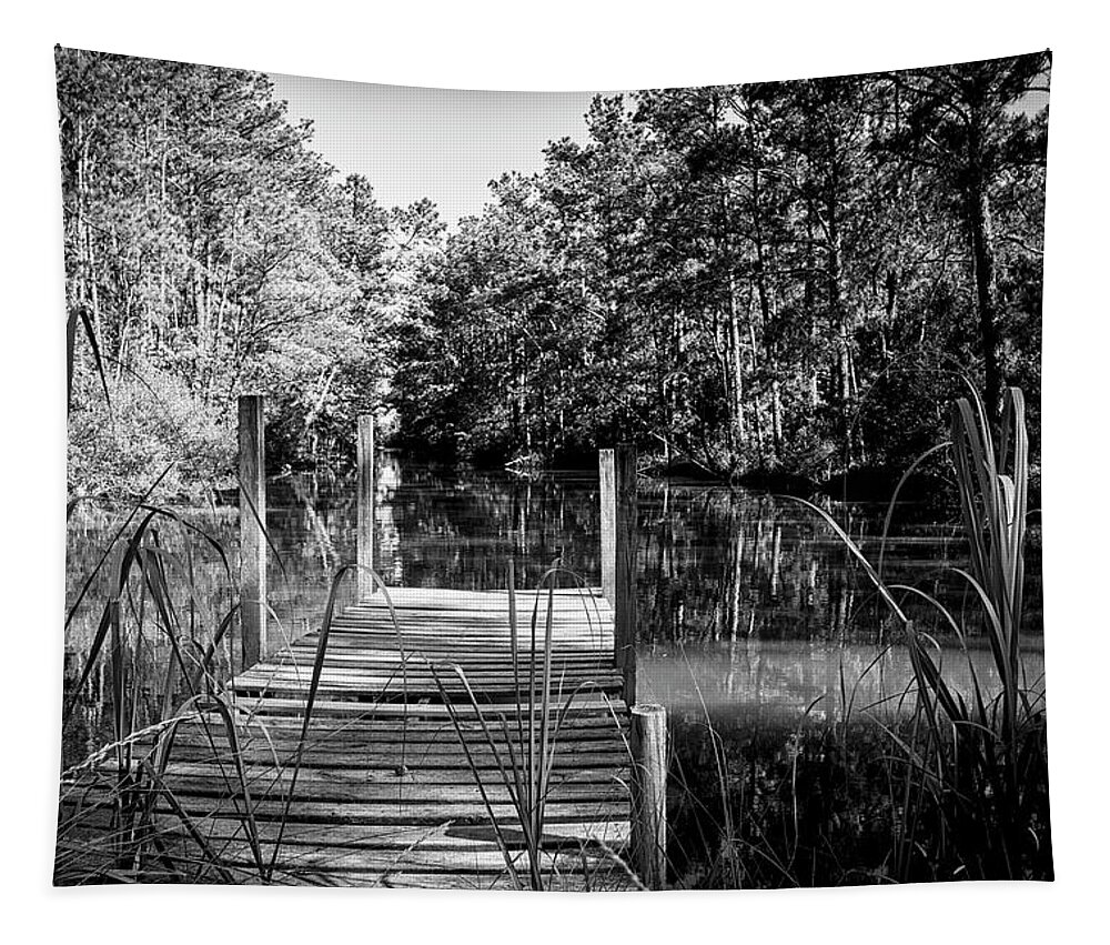 Dock Tapestry featuring the photograph Old NC Down East Dock by Bob Decker