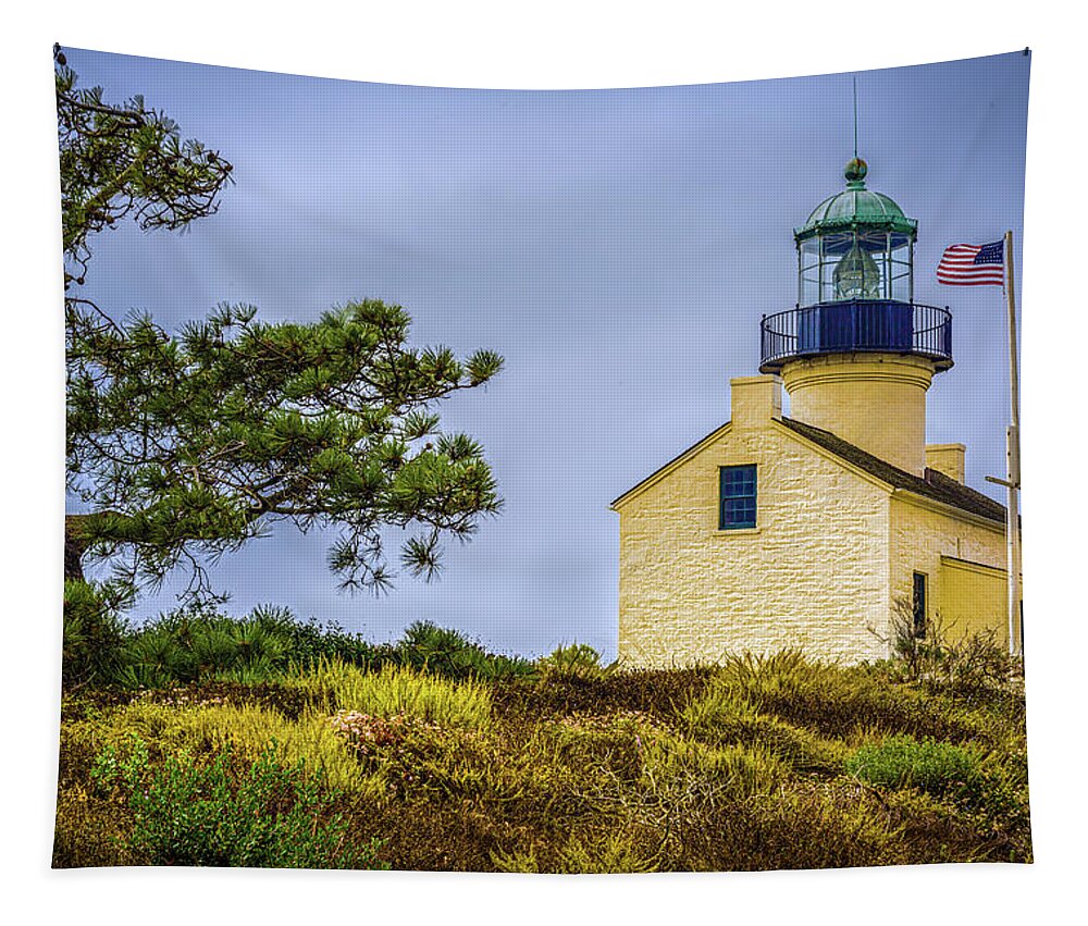 Cabrillo National Monument Tapestry featuring the photograph Old Point Loma Lighthouse by Mike Schaffner