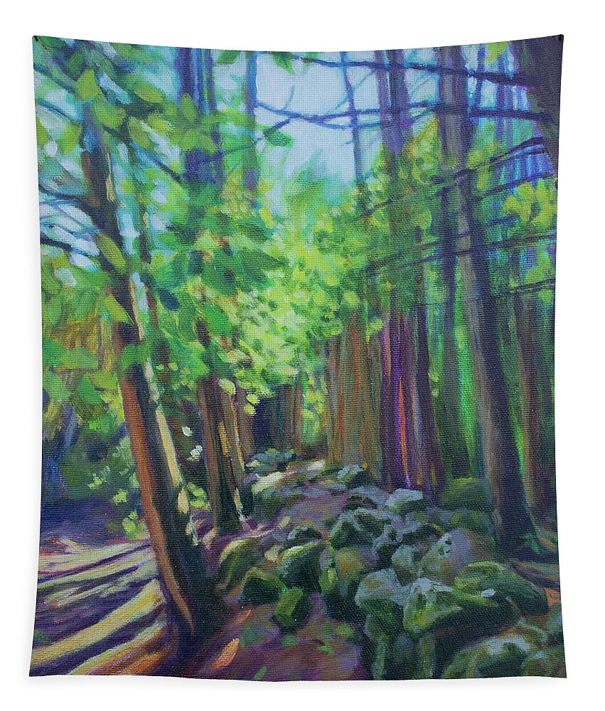 Forest Tapestry featuring the painting Old Stone Wall by Amanda Schwabe