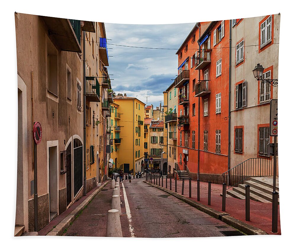 Nice Tapestry featuring the photograph Old Town of Nice in France by Artur Bogacki