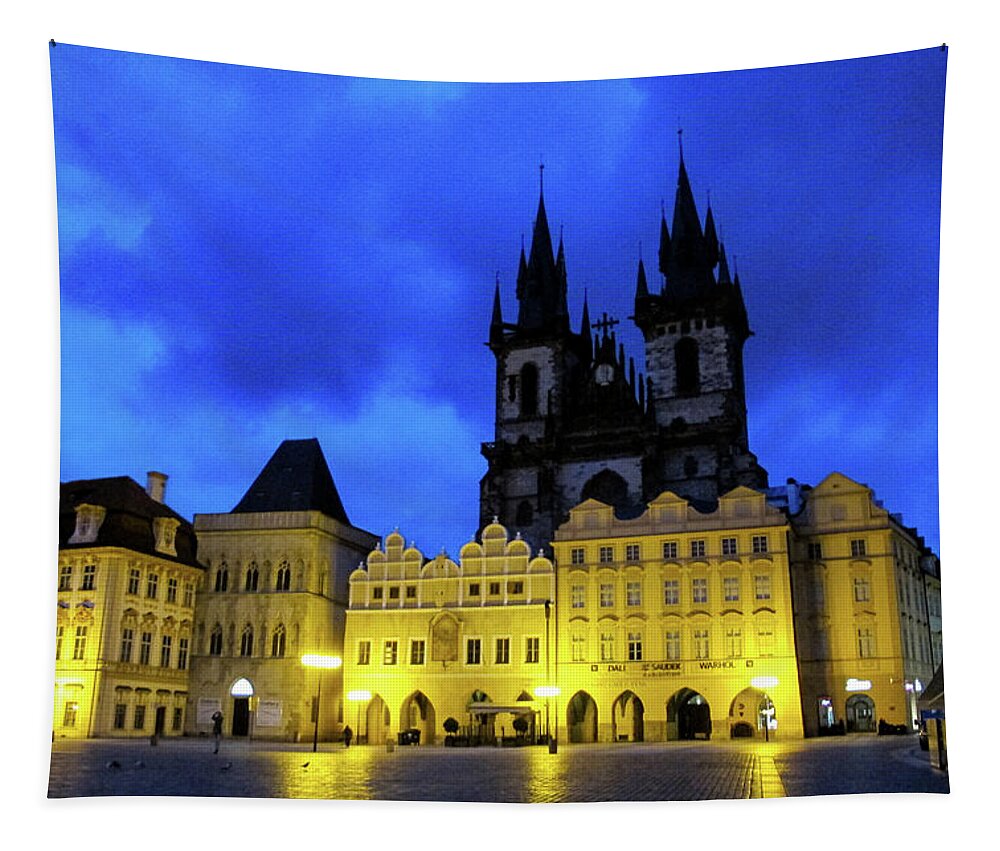 Prague Tapestry featuring the photograph Once Upon A Time.. - Old Town Square. Prague, Czech Republic by Earth And Spirit