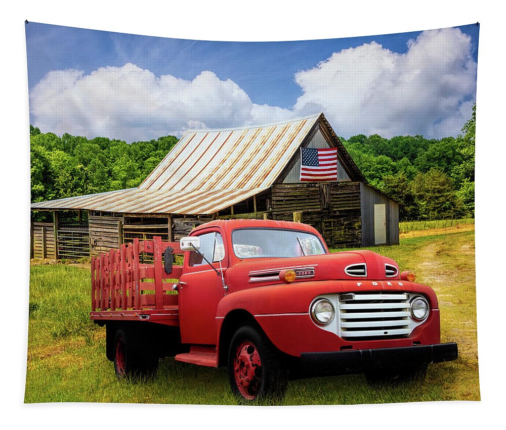 Truck Tapestry featuring the photograph Old Truck at the Patriotic Barn by Debra and Dave Vanderlaan