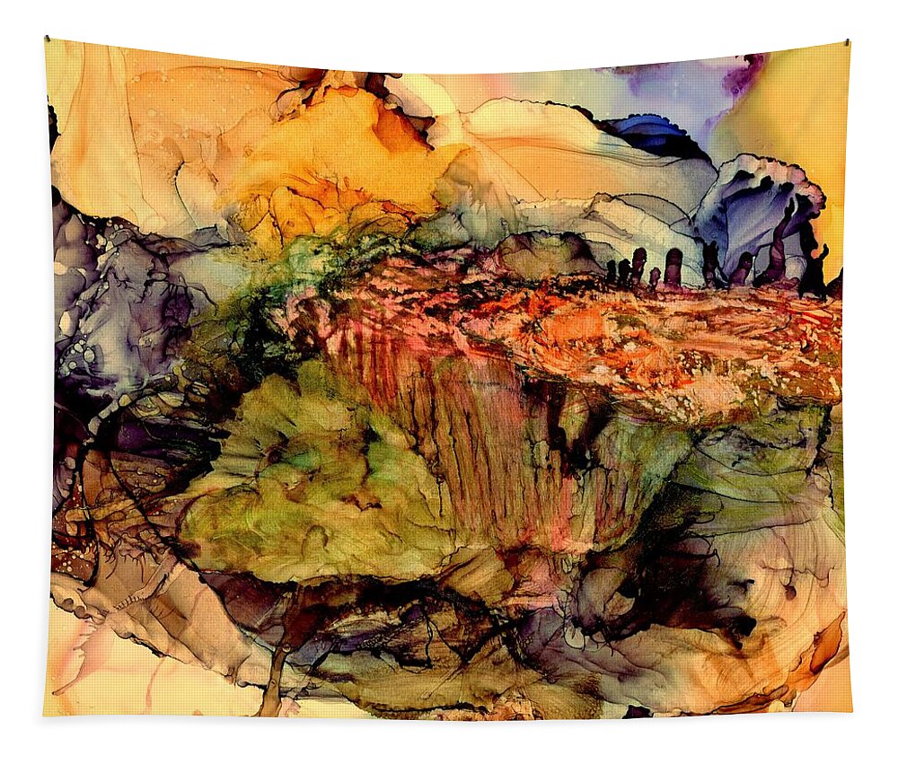 Alcohol Ink Tapestry featuring the painting On the bright side by Angela Marinari