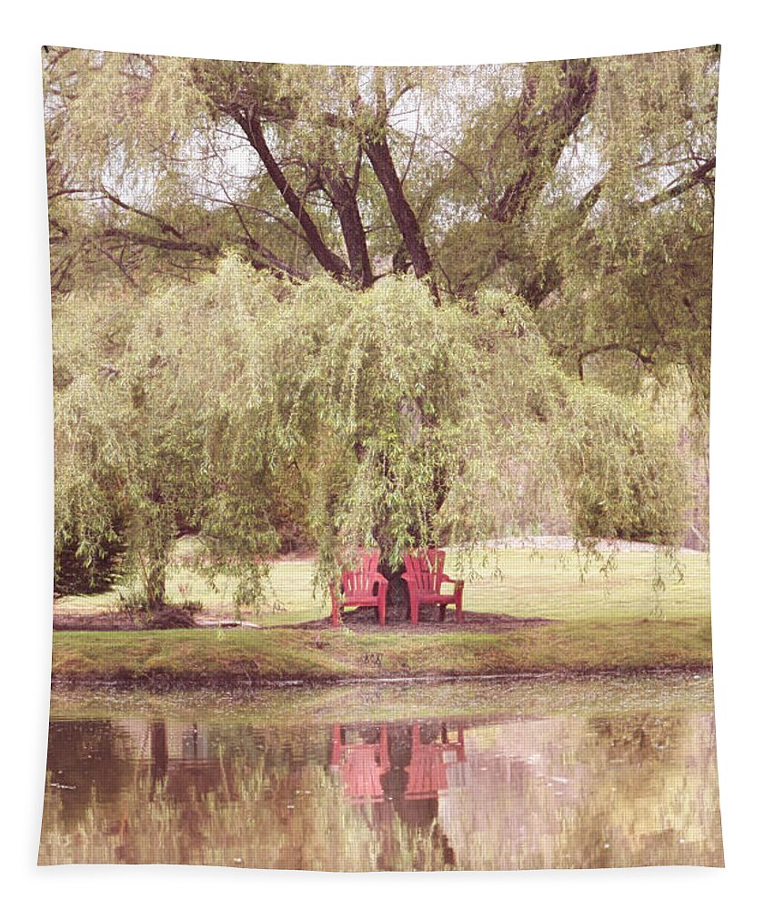 Carolina Tapestry featuring the photograph On the Edge of the Lake Country Colors by Debra and Dave Vanderlaan