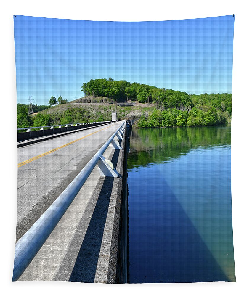 Norris Dam Tapestry featuring the photograph On The Road 16 by Phil Perkins