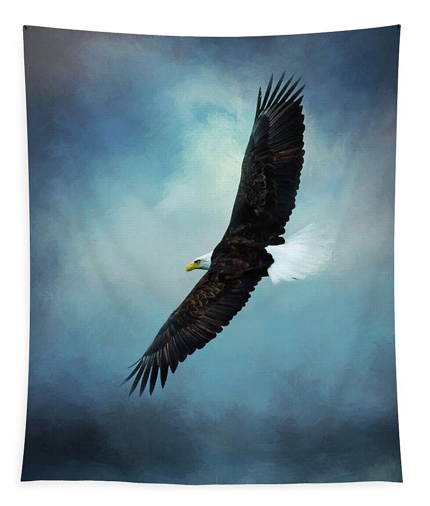 On Wings Like Eagles Tapestry featuring the painting On Wings Like Eagles - Bird Art by Jordan Blackstone