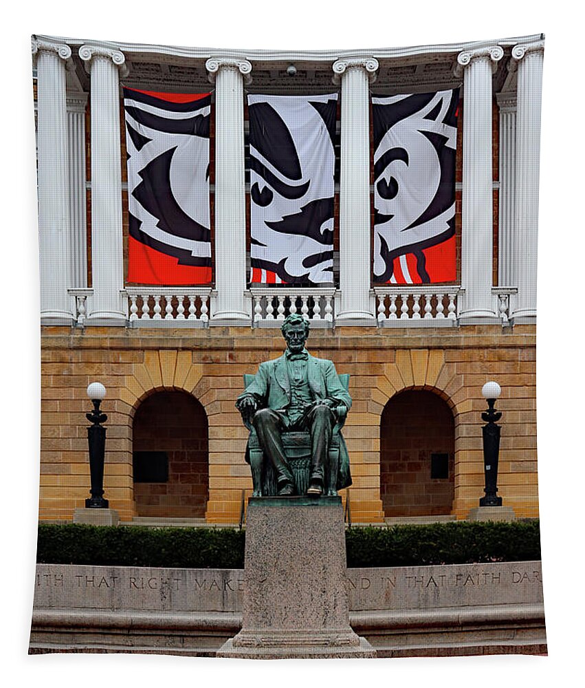 Bucky Badger Tapestry featuring the photograph On Wisconsin by David T Wilkinson