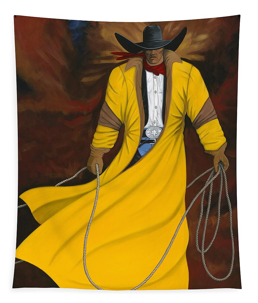 Arizona Western Art Tapestry featuring the painting One Cowboy by Lance Headlee
