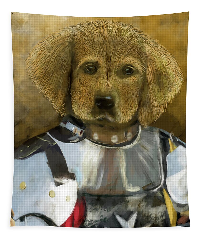Dog Tapestry featuring the digital art One Dog Knight by Larry Whitler
