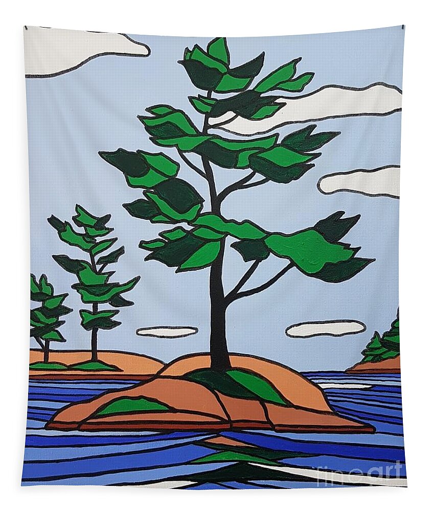 Landscape Tapestry featuring the painting One Two Three by Petra Burgmann