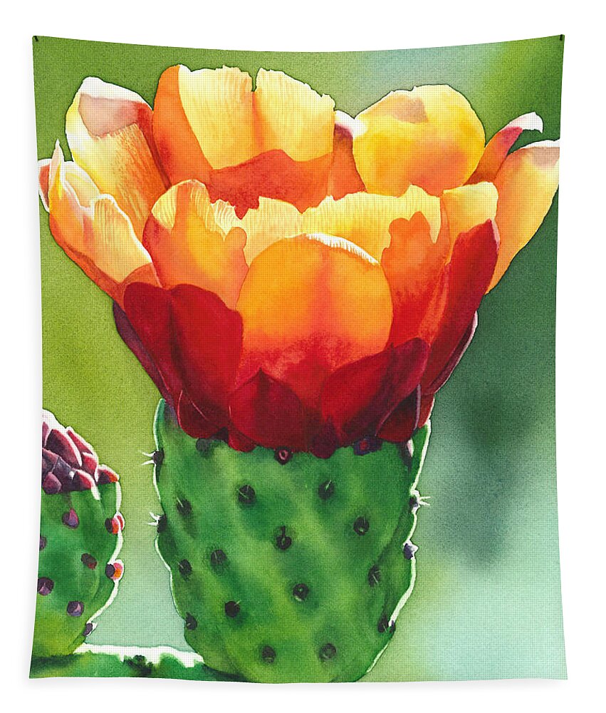 Opuntia Tapestry featuring the painting Opuntia by Espero Art