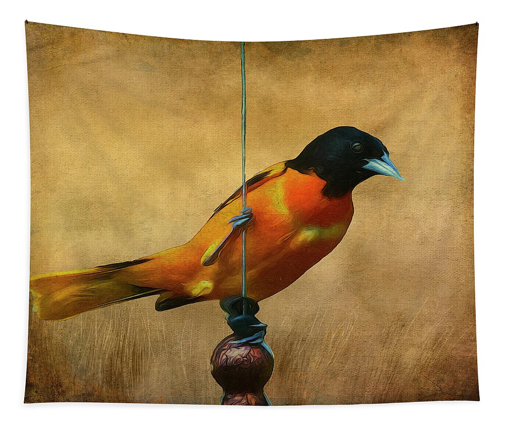 Songbird Tapestry featuring the photograph Orange Bird by Cathy Kovarik