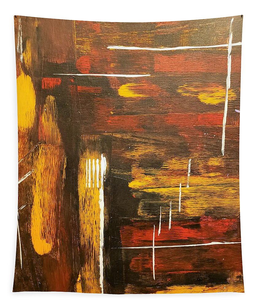  Tapestry featuring the painting Orange Embers by Samantha Latterner