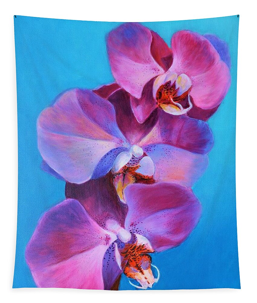 Orchids Tapestry featuring the painting Orchid Love by Vina Yang