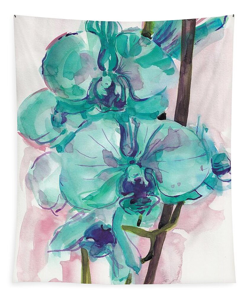 Watercolor Tapestry featuring the painting Orchids by George Cret