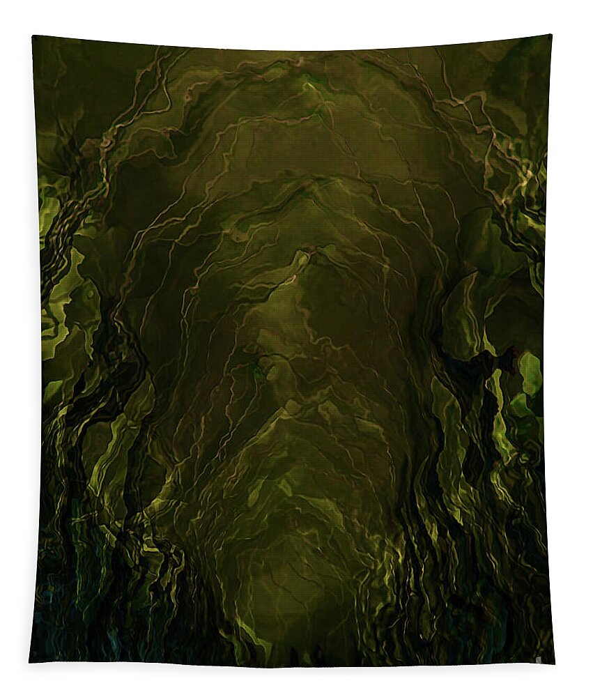 Natural Tapestry featuring the digital art Organic Gothic in Greens by Neece Campione