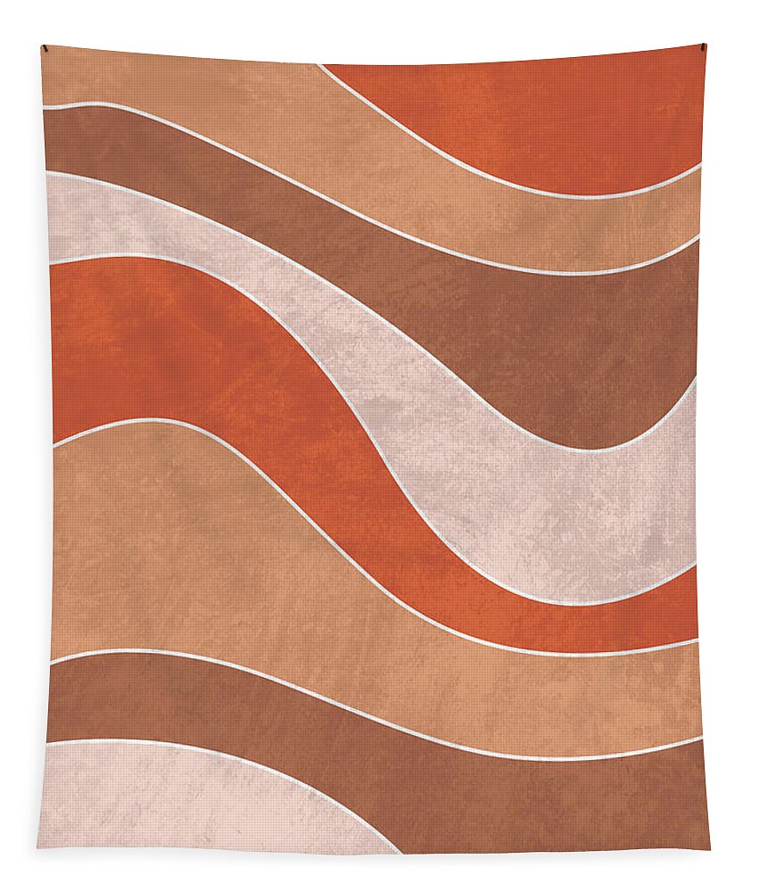 Organic Tapestry featuring the mixed media Organica - Minimal Brown Abstract by Studio Grafiikka