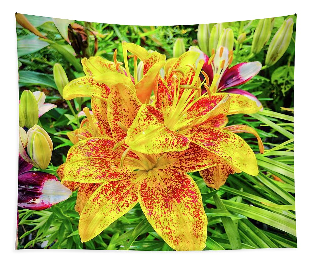 Oriental Lily Tapestry featuring the photograph Oriental Lily in Nancy's Garden by Bill Swartwout