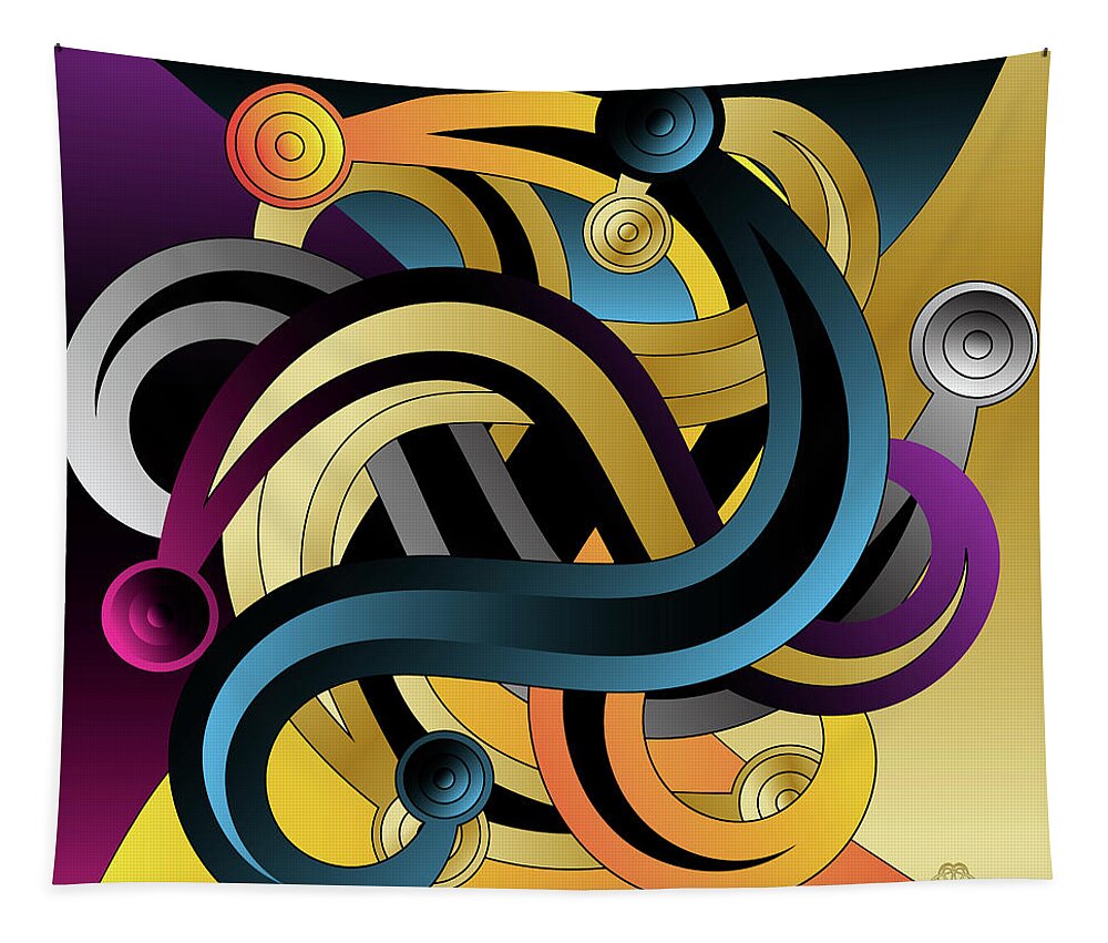 Graphic Abstract Tapestry featuring the digital art Ornativo Vero Circulus No 4149 by Alan Bennington