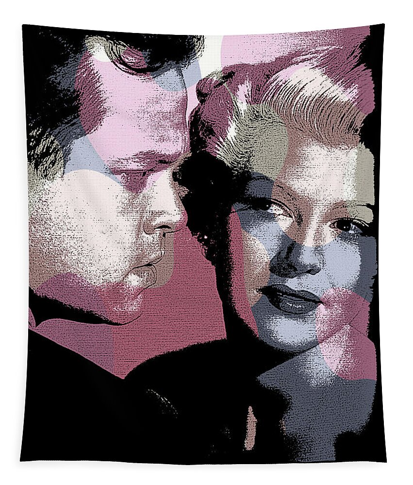 Orson Welles Tapestry featuring the mixed media Orson Welles and Rita Hayworth modernized portrait by Movie World Posters