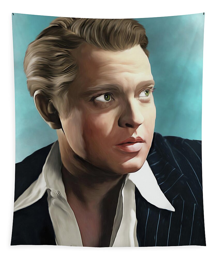 Bio Tapestry featuring the painting Orson Welles illustration -b1 by Movie World Posters
