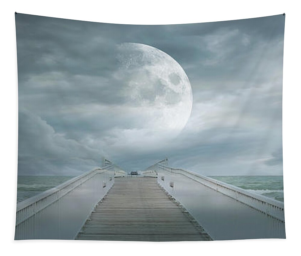 Background Tapestry featuring the photograph Oscoda Moon by Evie Carrier