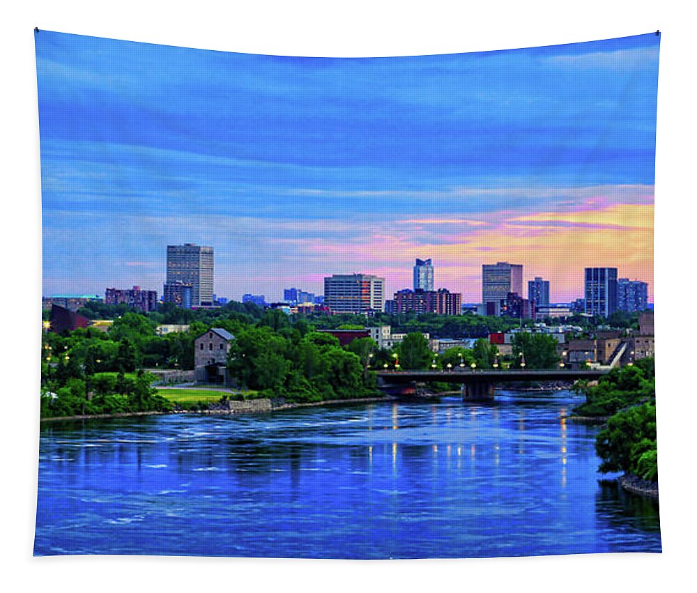 Ottawa River Tapestry featuring the photograph Ottawa river at Dusk by Tatiana Travelways