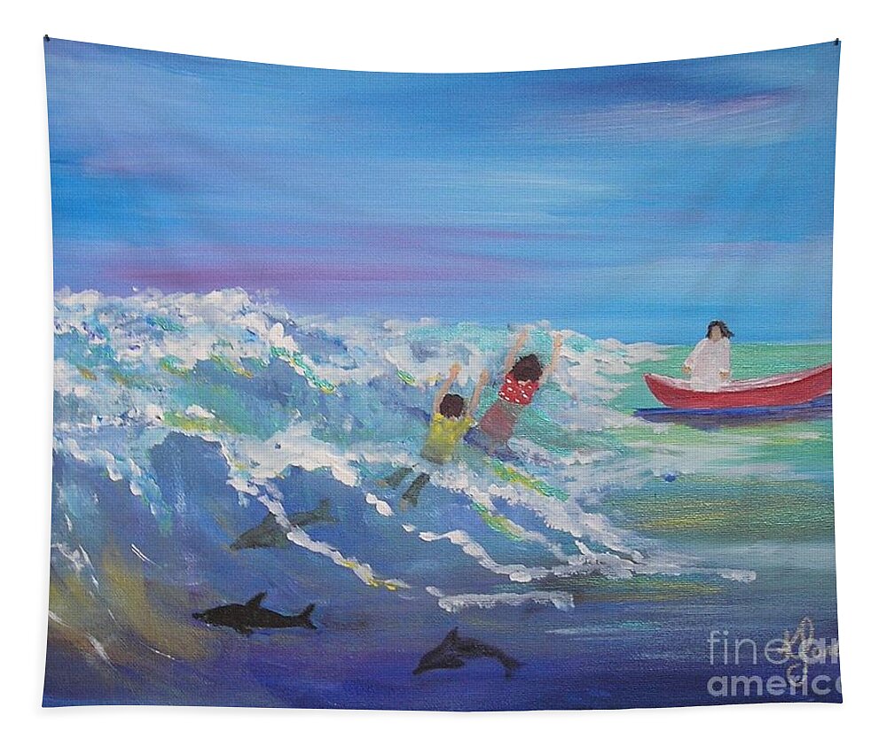 Out Of The Storm Tapestry featuring the painting Out of the Storm by Karen Jane Jones