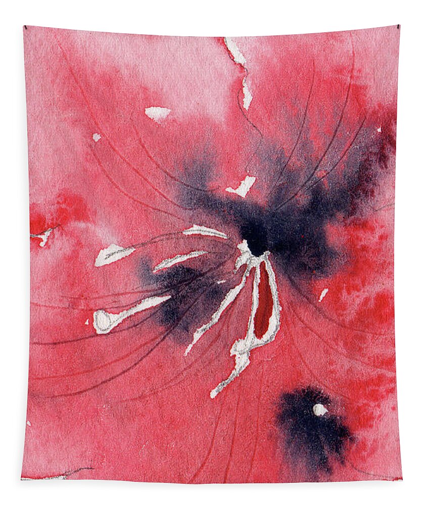 Red Flower Watercolor Painting Tapestry featuring the painting Out Of The Way by Catherine Bede