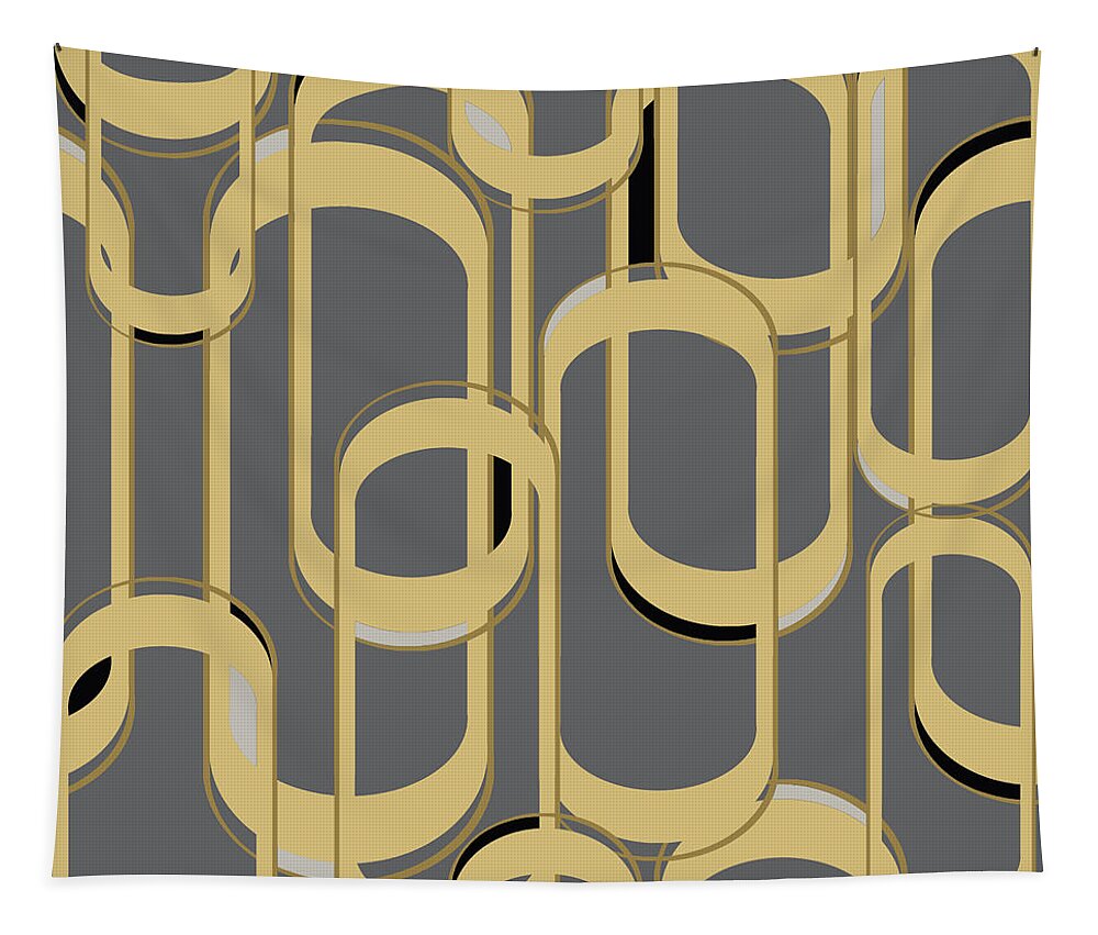 Art Deco Tapestry featuring the digital art Oval Link Seamless Repeat Pattern by Sand And Chi