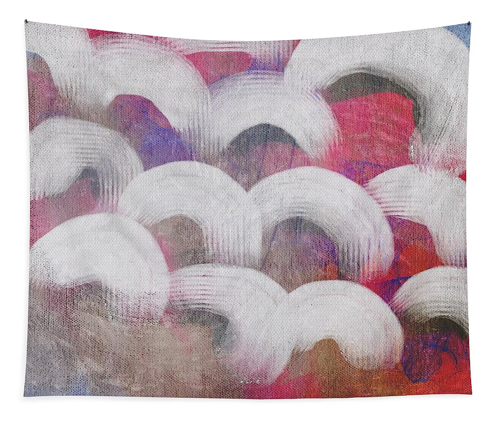 Abstract Tapestry featuring the painting Over and Over Painterly semi-circles and pastels by Itsonlythemoon