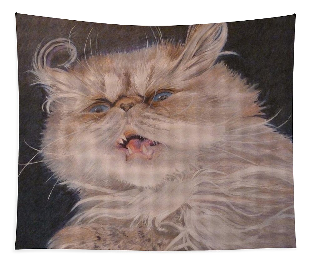 Kitten Tapestry featuring the painting Overly Dramatic Kitten by Constance DRESCHER