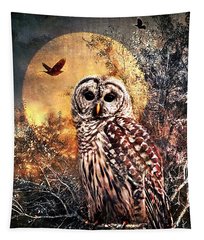Photography Tapestry featuring the photograph Owl in Moonlight by Shara Abel