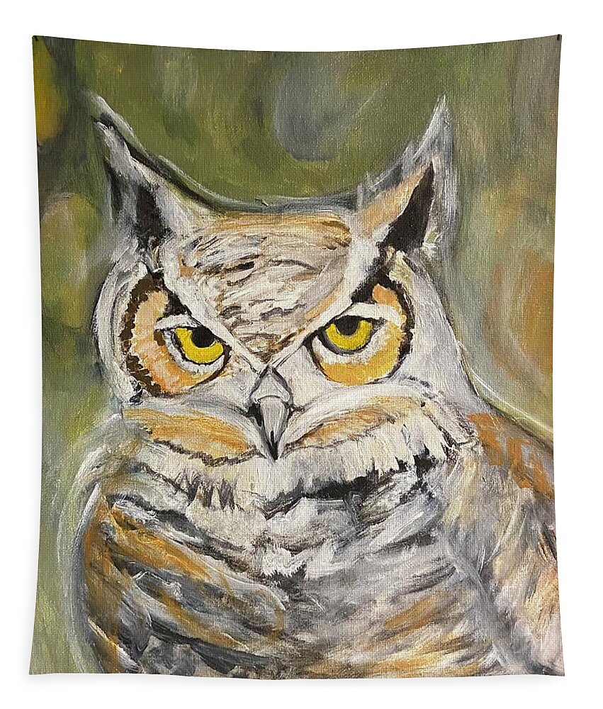 Owl Tapestry featuring the painting Owl To You by Denice Palanuk Wilson