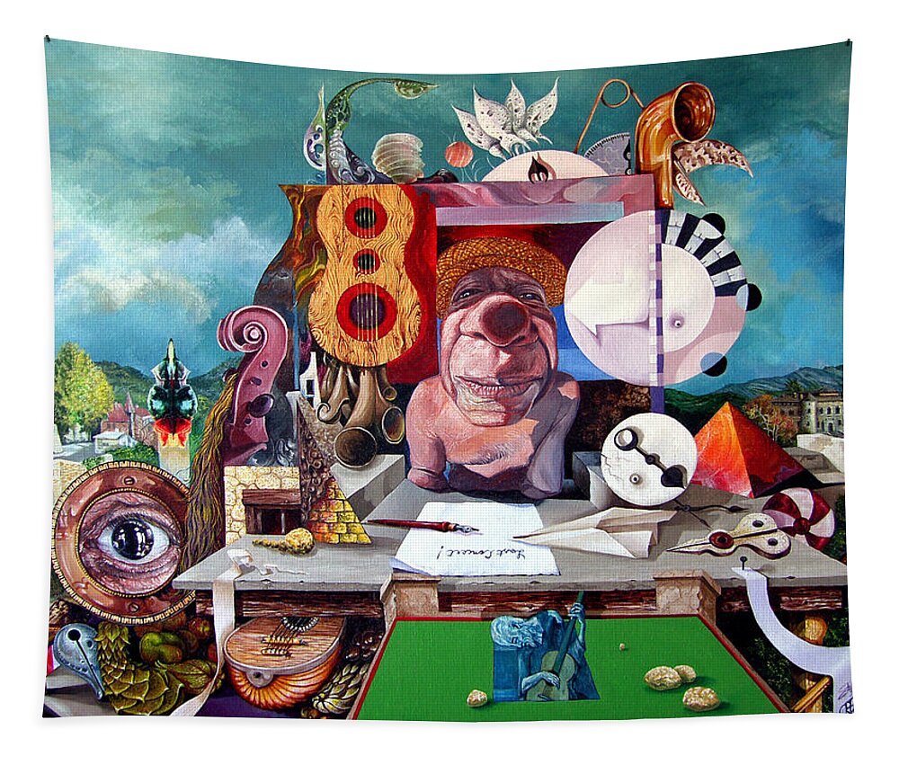 Surrealism Tapestry featuring the painting Pablos Last Concert by Otto Rapp