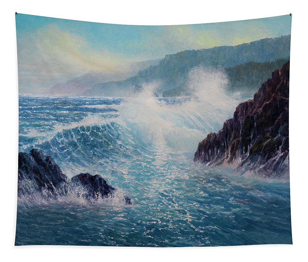 Marine Tapestry featuring the painting Pacific Spray by Douglas Castleman