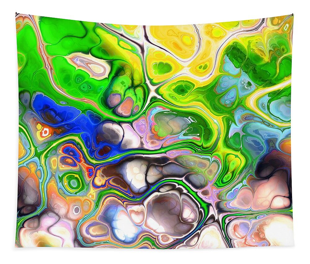 Colorful Tapestry featuring the digital art Paijo - Funky Artistic Colorful Abstract Marble Fluid Digital Art by Sambel Pedes