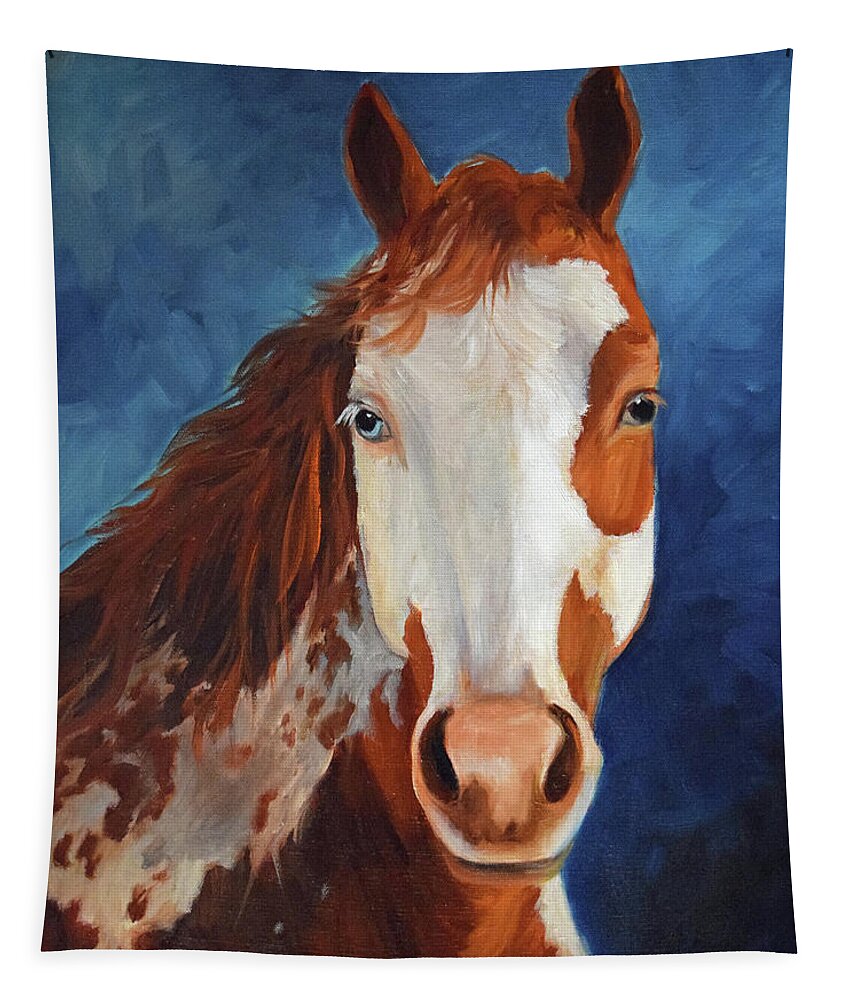 Horse Print Tapestry featuring the painting Paint The Midnight Sky by Cheri Wollenberg