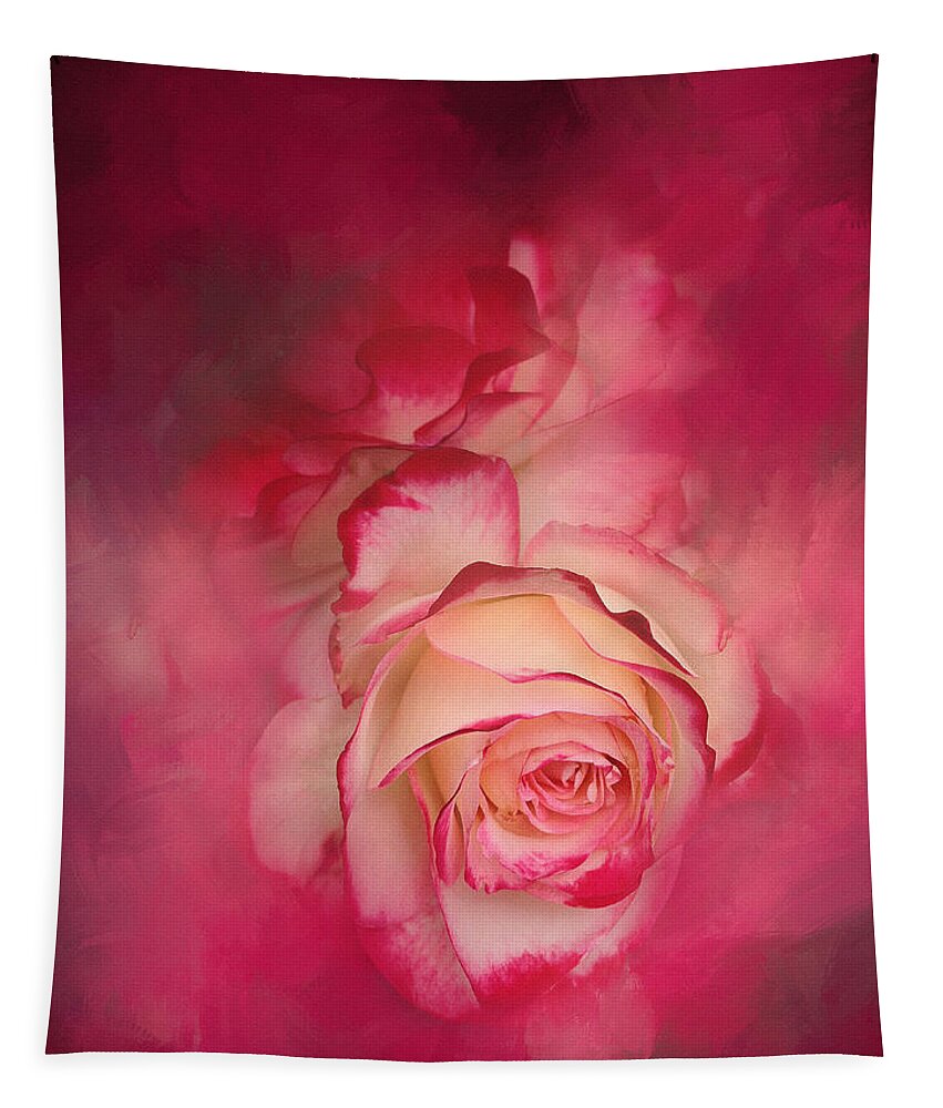 Floral Tapestry featuring the photograph Painted Flamenco Rose by Theresa Tahara