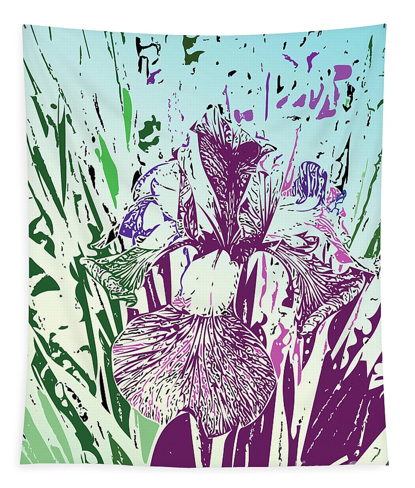 Iris Tapestry featuring the digital art Painted Iris by Bentley Davis