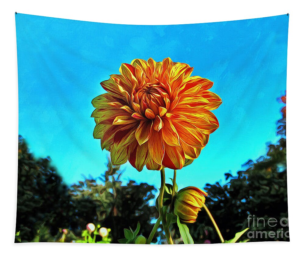 Dahlia Tapestry featuring the photograph Painted Lady Dahlia by Sea Change Vibes