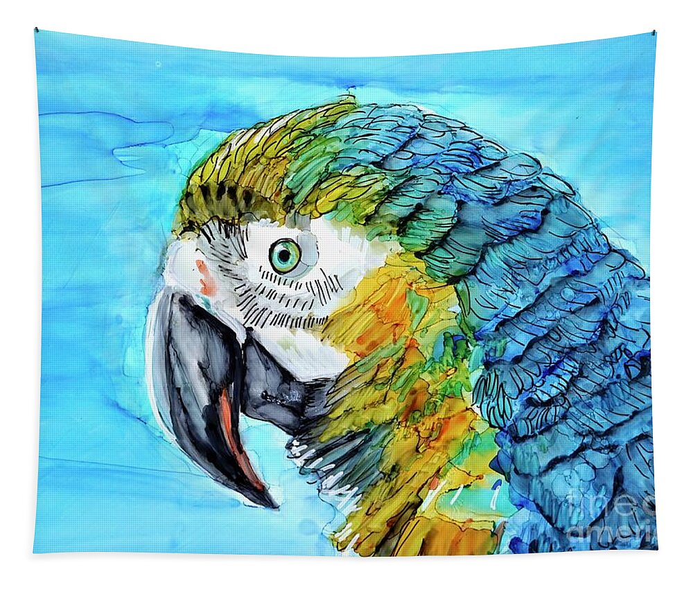 Parrot Tapestry featuring the painting Painted Parrot by Patty Donoghue