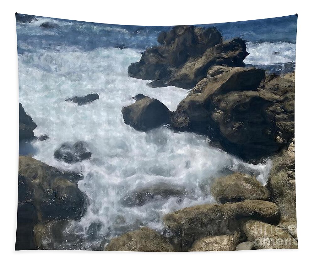Rocks Tapestry featuring the photograph Painted Rocks and Flowing Tides by Katherine Erickson