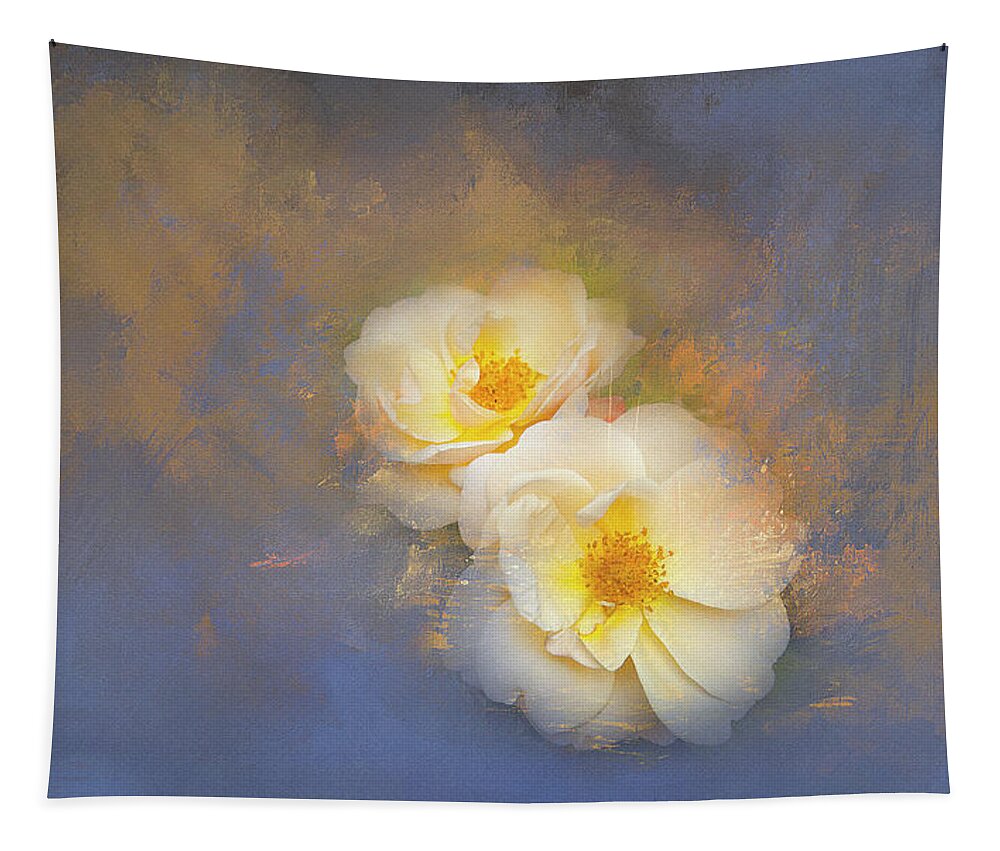 Floral Tapestry featuring the photograph Painted Yellow Roses by Theresa Tahara