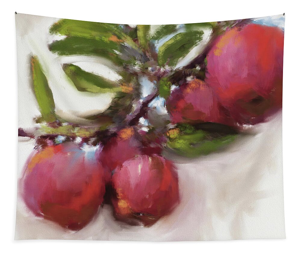 Apples Tapestry featuring the mixed media Painterly Apples- Art by Linda Woods by Linda Woods