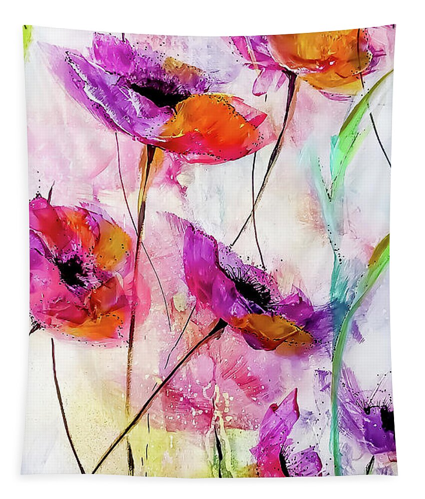 Painterly Tapestry featuring the painting Painterly Loose Floral Moments by Lisa Kaiser
