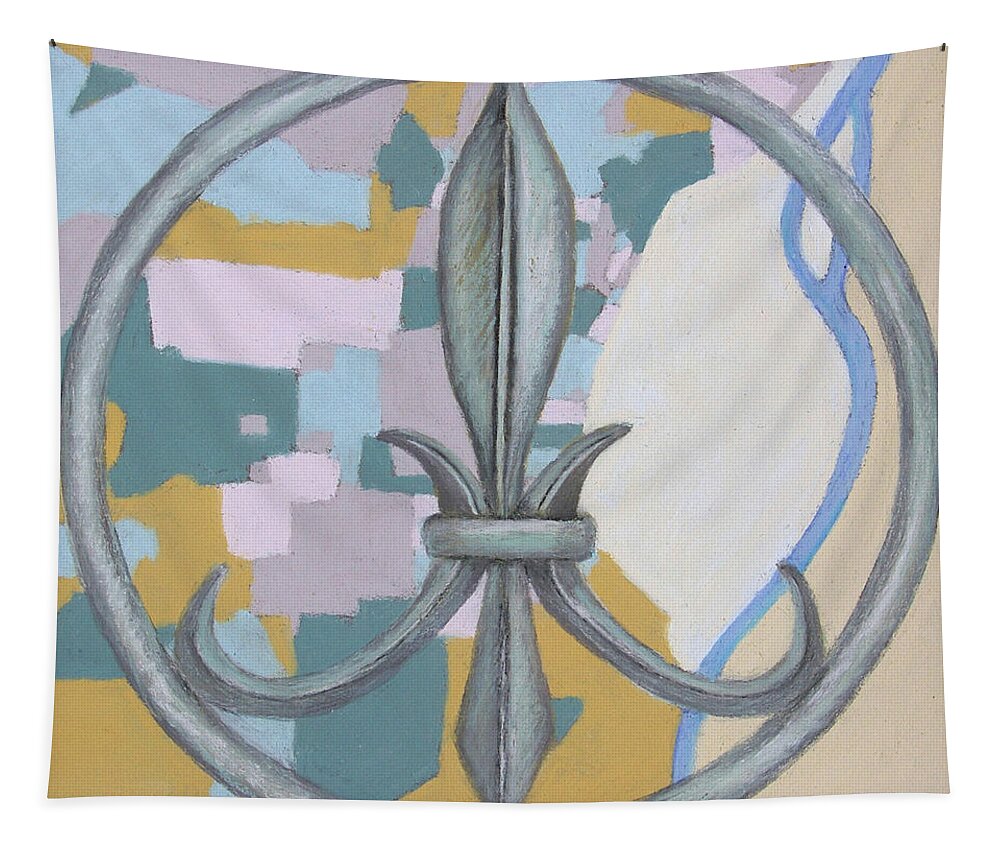 Fleur-de-lis Tapestry featuring the pastel Paix by MaryJo Clark