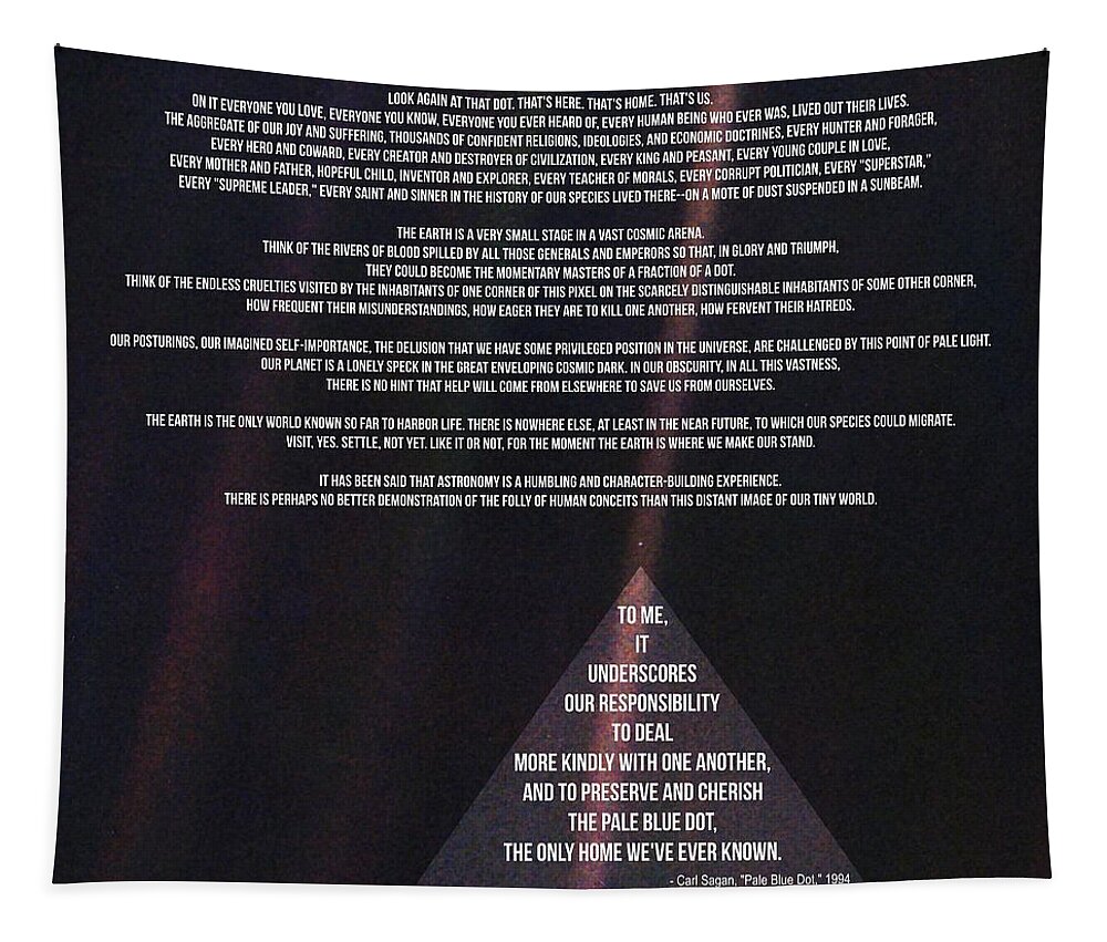 Pale Blue Dot Tapestry featuring the photograph Pale Blue Dot Original 1990 - Carl Sagan Quote by Marianna Mills