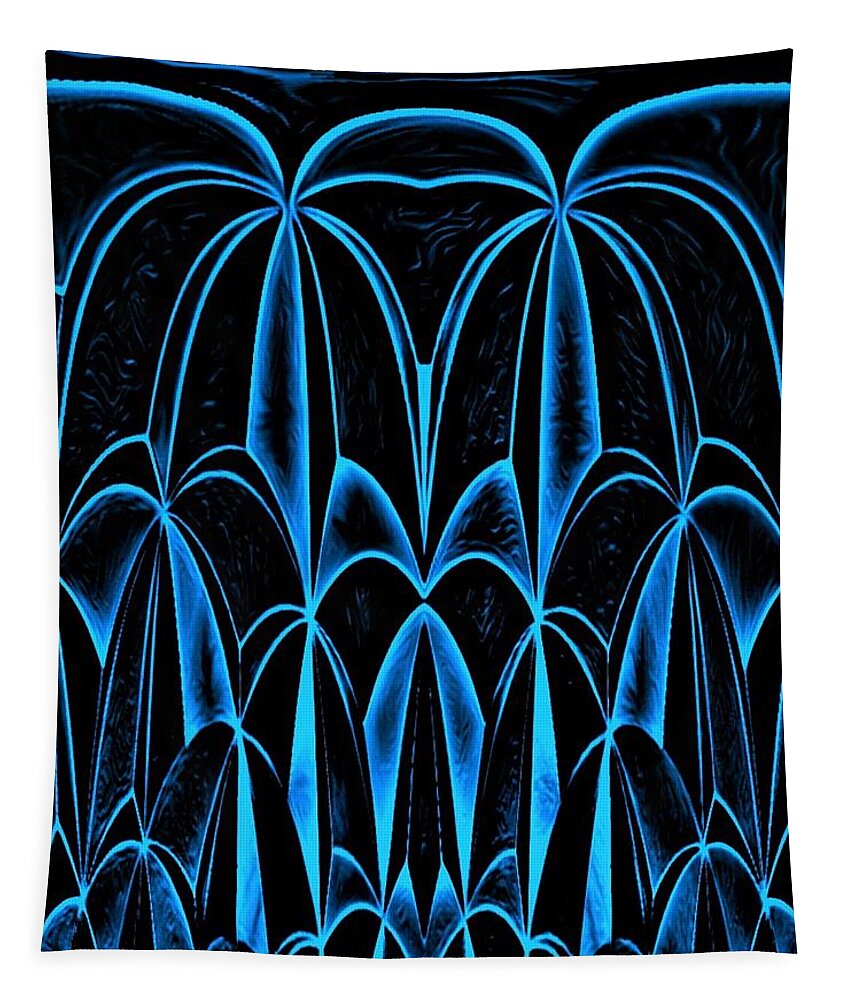 Digital Tapestry featuring the digital art Palm Trees Blue by Ronald Mills